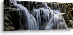 Tablou - Cascadă în junglă (cu ceas) (90x30 cm)