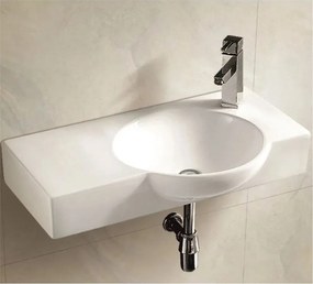 Lavoar suspendat Inter Ceramic asimetric alb lucios 75 cm