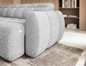 Colțar gri deschis extensibil/cu spațiu de depozitare cu tapițerie din țesătură bouclé (cu colț pe partea stângă/în formă de ”L”) Falconn – ELTAP