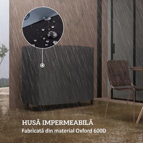 Outsunny Suport pentru Lemne din Metal cu Rastel Reglabil, Geantă de Pânză și Husă Impermeabilă, 120x36x99 cm, Negru | Aosom Romania