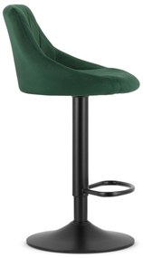 Scaun de bar verde VELVET KAST cu picior negru