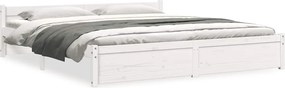 vidaXL Cadru de pat Super King, alb, 180x200 cm, lemn masiv