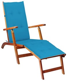 vidaXL Șezlong exterior, suport picioare și pernă, lemn masiv acacia