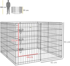 PawHut Parc modular pentru câini iepuri rozătoare gard pentru animale mici interior și exterior 61 x 91 cm negru | Aosom Romania