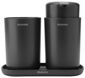 Set accesorii baie Brabantia ReNew 1003491, 3 piese, 250 ml, Rezistent la coroziune, Gri inchis