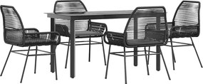 vidaXL Set de sufragerie de grădină 5 piese neagră Sticlă Poly Rattan