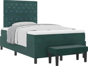 vidaXL Pat cu arcuri cu saltea Verde închis 120 x 190 cm Catifea