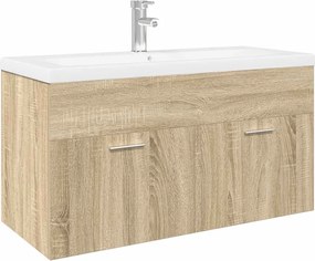 vidaXL Dulap pentru chiuvetă de baie, lavoar încorporat, stejar sonoma