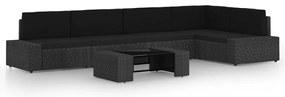 vidaXL Set mobilier de grădină cu perne, 6 piese, negru, poliratan