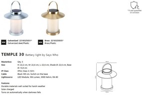 Lampa LED portabila pentru exterior solara cu baterii Temple To-Go 30