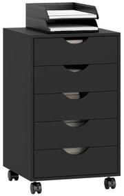 HOMCOM Corp de birou mobil, corp de depozitare pe roți pentru birou, 5 sertare, 40 x 40 x 67 cm, negru | Aosom Romania