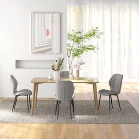 HOMCOM Set of Four Modern Style Flannel Dining Chairs - Light Grey | Aosom Romania