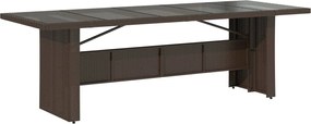 vidaXL Masă de grădină cu blat din sticlă maro 240x90x75 cm poliratan