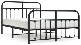 352598 vidaXL Cadru pat metalic cu tăblie de cap/picioare, negru, 150x200 cm