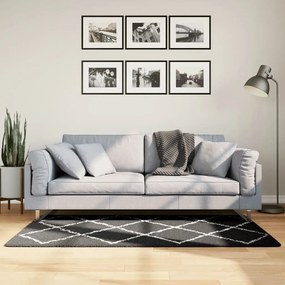vidaXL Covor pufos &quot;PAMPLONA&quot; fire înalte negru/crem modern 80x150 cm