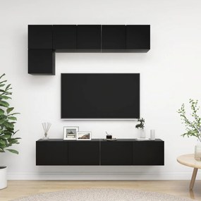 3078798 vidaXL Set dulapuri TV, 5 piese, negru, lemn prelucrat