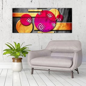 Tablou abstract cu simboluri istorice (120x50 cm)