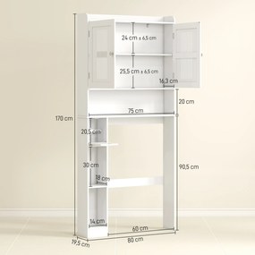 HOMCOM Mobilier WC deasupra toaletei mobilier baie cu dulap cu două uși și suport pentru hârtie 80x19,5x170cm alb | Aosom Romania