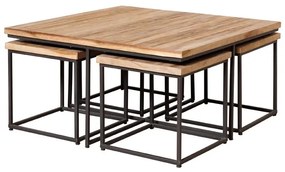 Set masuta de cafea si 4 scaunele, din lemn de tec, Pocket