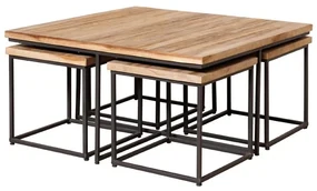 Set masuta de cafea si 4 scaunele, din lemn de tec, Pocket