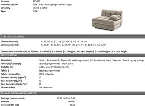 Canapea, Modul dreapta design elegant LUX Dean right, savona greige 115031 HZ