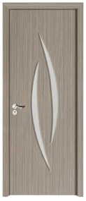 Usa Interior din MDF Novo Doors ND100, Cadru din Lemn Masiv, Geam Sablat, KIT COMPLET, Toc , Manere si balamale incluse (Culoare: Alb, Toc: Fix,