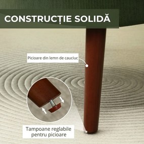 HOMCOM Fotoliu Capitonat cu Pernă și Șezut Gros, Fotoliu din Catifea cu Spătar și Picioare din Lemn, 69x69,5x78 cm, Verde | Aosom Romania