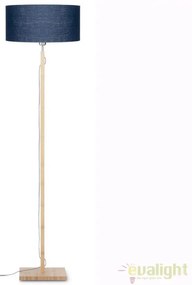 Lampadar modern cu baza din lemn si abajur textil FUJI, albastru FUJI/F/4723/BD