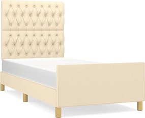 vidaXL Cadru de pat fără saltea cremă 90x190 cm țesătură