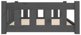 Pat pentru caini, gri, 95,5x65,5x28 cm, lemn masiv de pin Gri