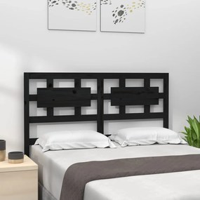 818059 vidaXL Tăblie de pat, negru, 185,5x4x100 cm, lemn masiv de pin