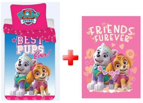 Patrula Cățelușilor Best Girls Ever set de lenjerie de pat pentru copii și pătură din fleece