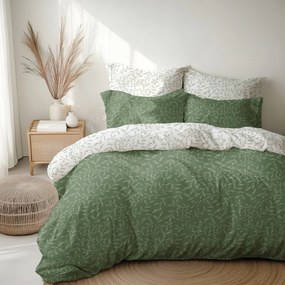 Lenjerie de pat din bumbac Stanex Frunze verzi,140 x 220 cm, 70 x 90 cm, 140 x 220 cm, 70 x 90 cm