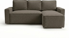 Canapea extensibila de colt SMART BOUCLE, gri-maro, reversibila, 232x143 cm