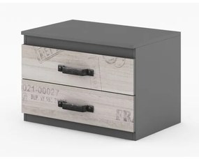 Noptiera Sorento Cu 2 Sertare, Graphite Si Santana Oak, 70 Cm
