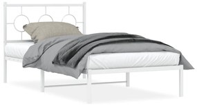 376269 vidaXL Cadru de pat metalic cu tăblie, alb, 100x190 cm