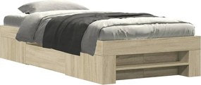 vidaXL Cadru pat fără saltea, stejar sonoma 75x190 cm lemn prelucrat