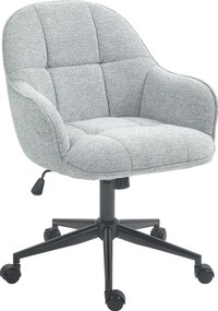 HOMCOM Scaun fauteuil de birou cu spătar și șezut capitonat reglabil în înălțime rotativ 360° bază neagră tapiterie țesătură gri | Aosom Romania