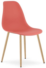 Scaun Bucatarie/Dining Velo Plus Rosu Pal Picioare Metalice Finisaj Lemn