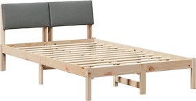 vidaXL Cadru de pat maro și gri închis 120 x 190 cm Lemn masiv de pin