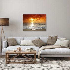 Tablou pe sticlă cu apus de soare din Corsica (70x50 cm)