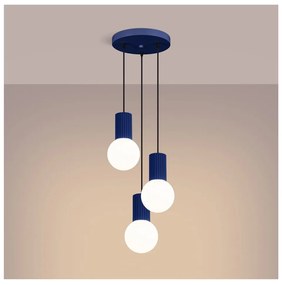 Lustră albastru-închis cu abajur din sticlă ø 25 cm Orbital – Sollux