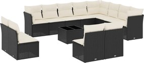 vidaXL Set mobilier de grădină cu perne, 13 piese, negru, poliratan