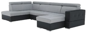 Colţar extensibil, piele ecologică negru/material textil gri deschis, dreapta, VASTO