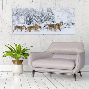 Tablou - Lupi în munți (120x50 cm)