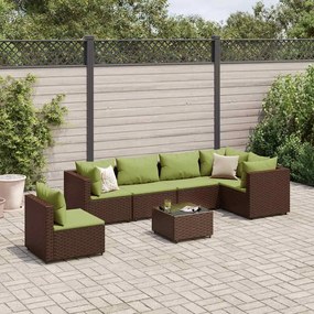 vidaXL Set mobilier de grădină cu perne, 7 piese, maro, poliratan