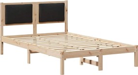 vidaXL Cadru de pat cu headboard Negru 120 x 190 cm Lemn de pin masiv