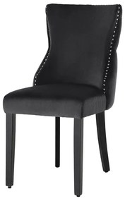 Set 2 scaune Stil Baroc, Catifea, Lemn, Negru, CASTLE DELUXE