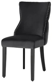 Set 2 scaune Stil Baroc, Catifea, Lemn, Negru, CASTLE DELUXE