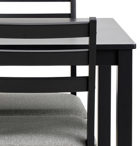 MAZZONI EXPORT Set TORINO masă + 4 scaune Negru/Gri deschis (material Sawana 21) - SET DE LEMN PENTRU BUCĂTĂRIE/SUFRAGERIE